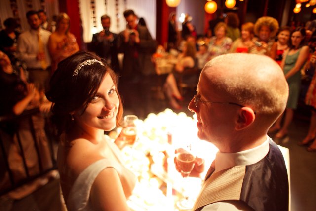 nashville wedding, cellar one, reception, bride, groom, toast